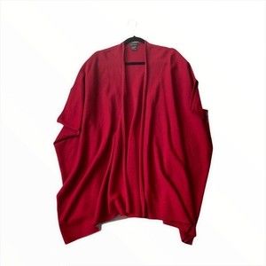 Forte Cashmere Burgundy Wrap Batwing Cardigan Cover Sweater One Size Oversized
